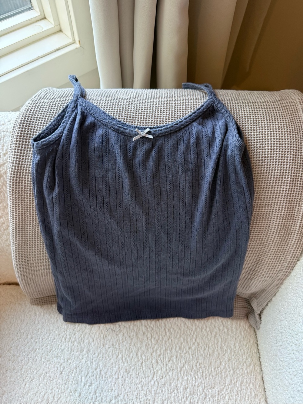 Brandy Melville Navy Ribbed Strappy Tank Top